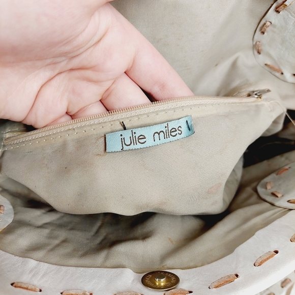 Julie Miles White Leather Cut Out Tote 0008 - Picture 12 of 15